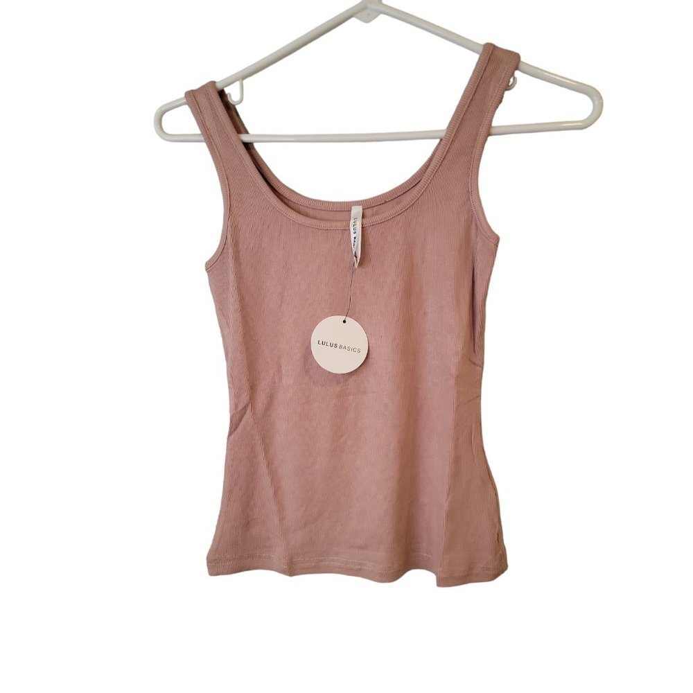 Lulus Basics Size XS Womens Tank Top Tan Ribbed Stretch Shirt NWT